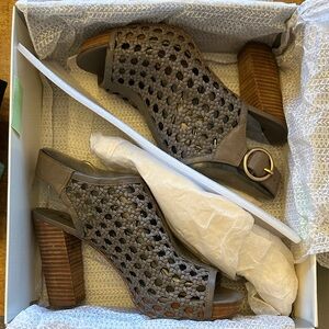DKNYC Taupe Woven Heeled Sandals